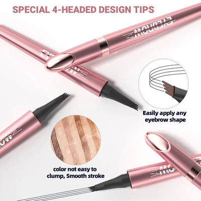4 Fork Tip Eyebrow Pencil 3D Microblading Waterproof Dark Brown Natural Colour Fine Stroke Magic Eyebrow Pencil 2024 New Ladies