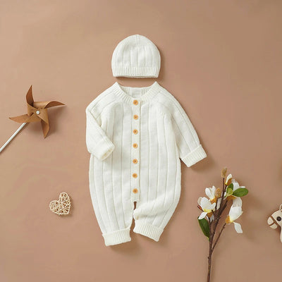 Ma&Baby 0-18M Warm Baby Clothing Knit Romper Newborn Infant Toddler Boy Girl Long Sleeve Jumpsuit + Hat Fall Spring Outfits