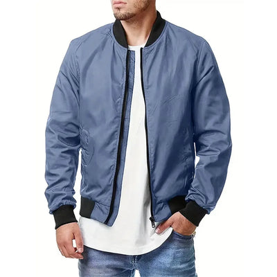 2024 Autumn and Winter Men's Stand Collar Casual Zipper Jacket Outdoor Sports Coat Windbreaker Jacket for Men Waterproof Bomber
