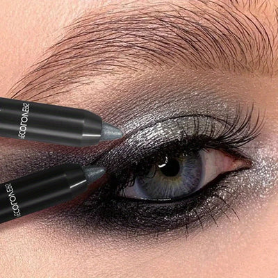 Pearlescent Eyeshadow Pencil Stick Highlight Stick, Black & Grey Shimmer Eye Shadow Pen with Eyeliner, 1pc