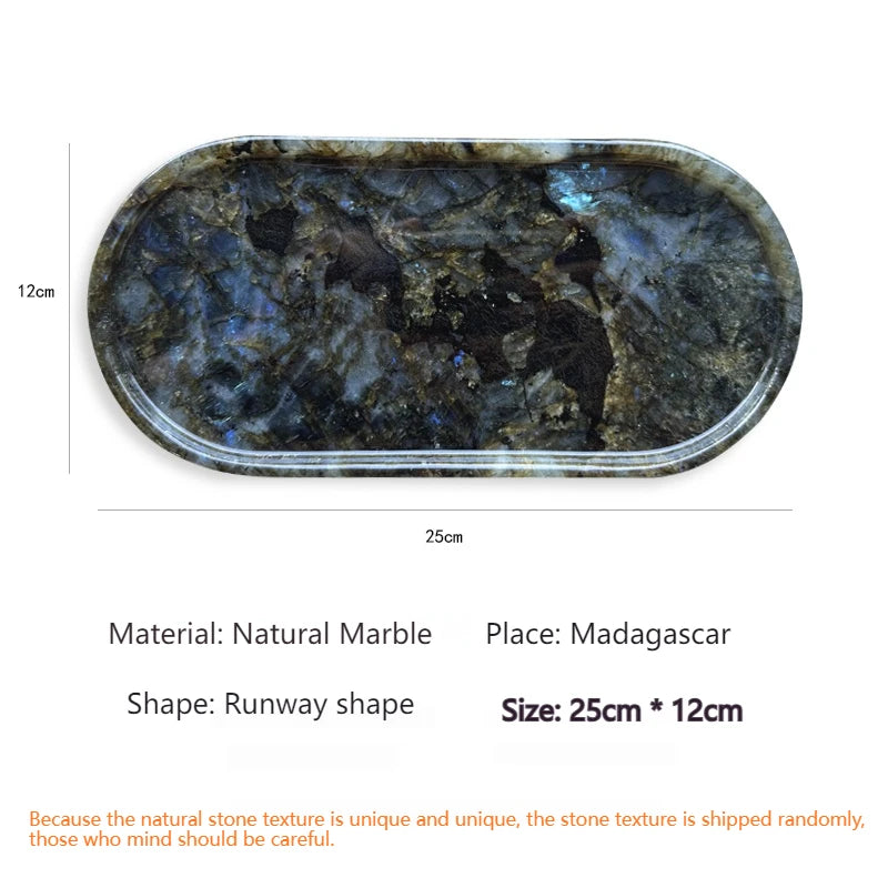 Luxury Green Marble Oval Tray: Bathroom Organizer & Fruit Serving Platter, Waterproof Stone Decor for Hotel Spa Home Kitchen