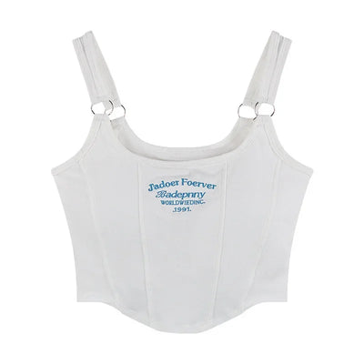 1pc Letter Print Cotton Women Small Breast Bras Hot Girls Wear Casual Slim Underwear Padded Camisole Top