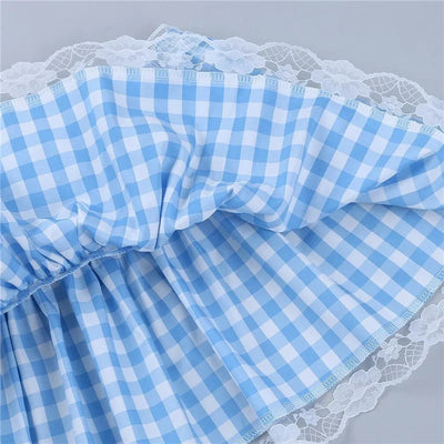 Lace Gingham Mini Skirt
