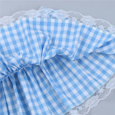 Lace Gingham Mini Skirt