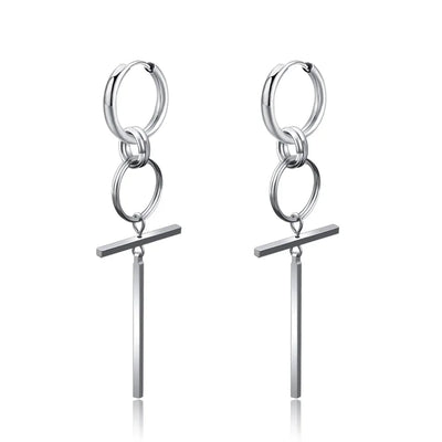 New Punk Stainless Steel Chain Hoop Earrings For Women Men 2023 Trendy Goth Pop Hip Hop Pendants Ear Jewelry Accessories Earring