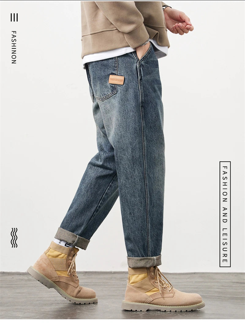 Men's Jeans Baggy Pants Loose Fit Harem Pants For Men Clothing Streetwear Fashion Pockets Patchwork Large Trousers Oversized 42