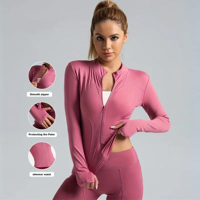 Jackets Women Coat Moisture Wicking Fitness Jackets Yoga Coat Women Shacket Stretchy Running Wear Slim Fit Sports Outerwear