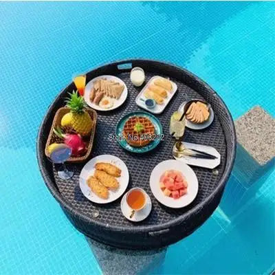 Bali Rattan Tray Swimming Pool Floating Rattan Tray Breakfast Afternoon Tea Dinner Plate Hotel Rattan Basket