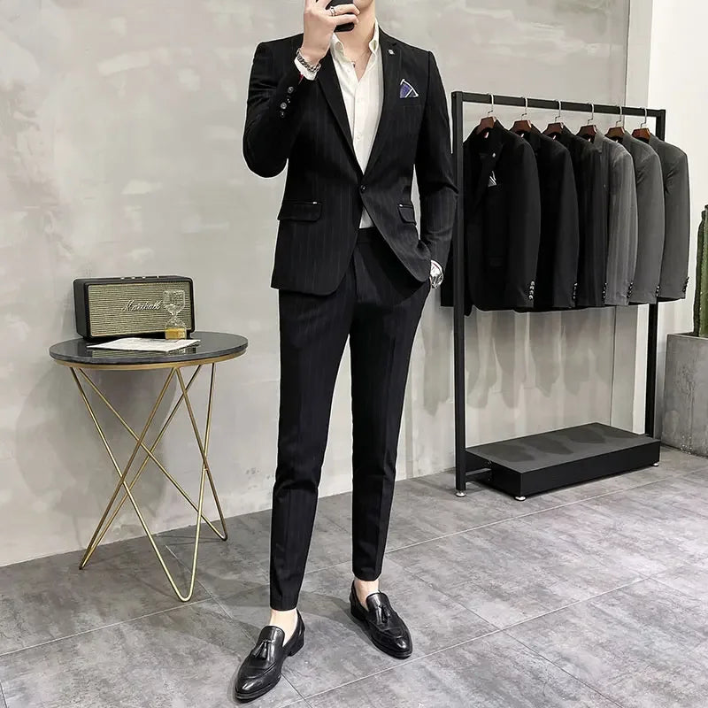 High-Quality Two-Piece Groom Wedding Suit Business Casual Banquet Costume for Men Luxury Ensemble with Trousers