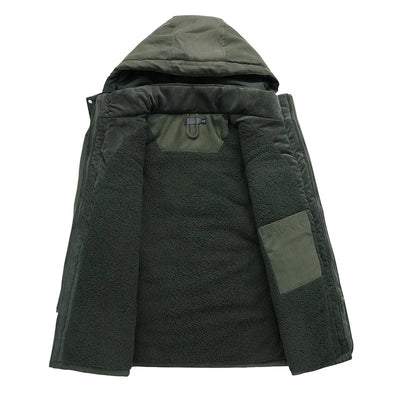 Fleece Inner Cotton-Padded Male Windbreaker Hooded Outwear Cotton Parka Snow Coats Men's Thicken Warm Winter Jacket Cashmere