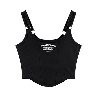 1pc Letter Print Cotton Women Small Breast Bras Hot Girls Wear Casual Slim Underwear Padded Camisole Top