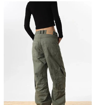 2024 Ropa Y2K Streetwear Army Green Baggy New Jeans Cargo Pants For Women Designer Clothes Multi Pockets Casual Lady Trousers