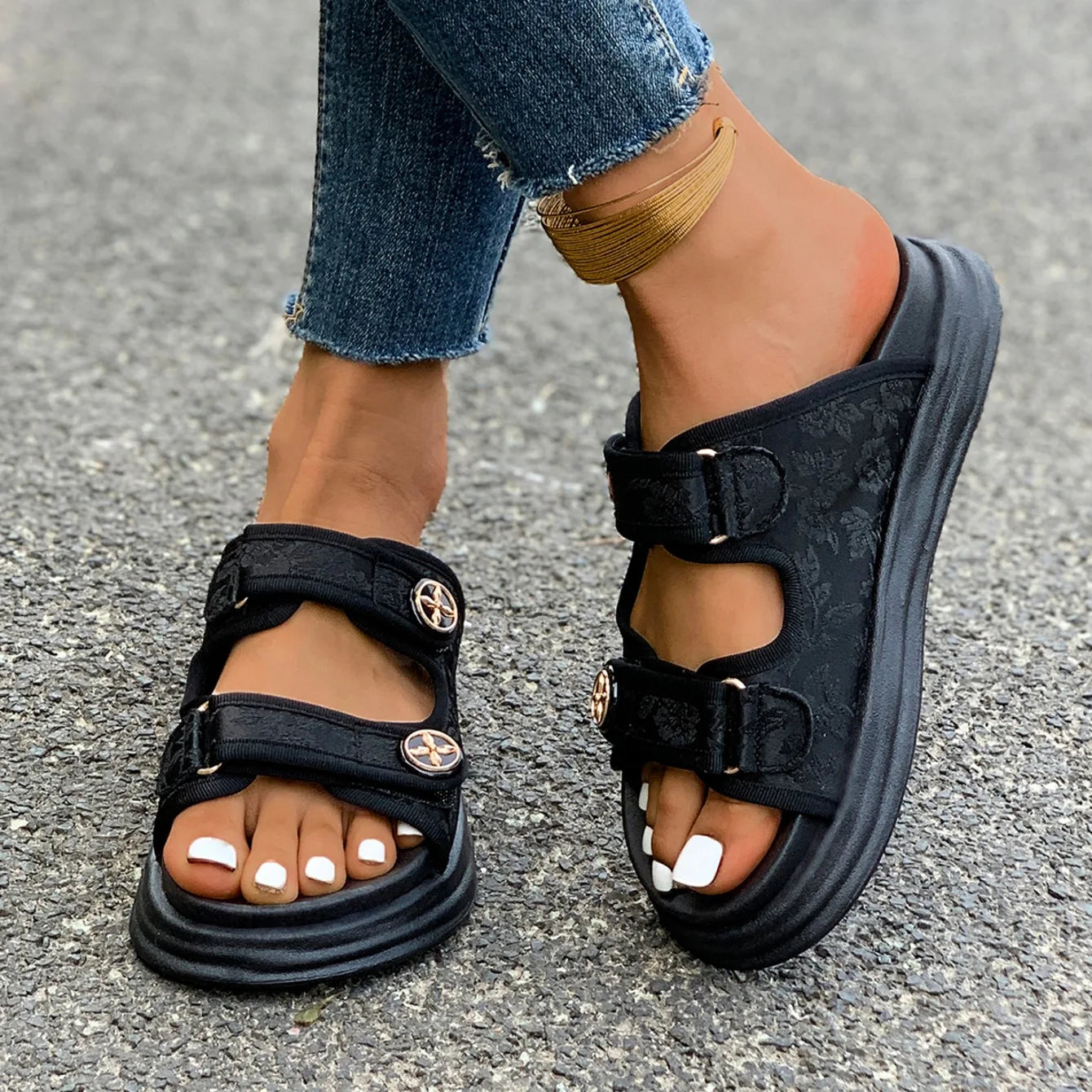 New Women Casual Roman Designer Platform Sandals Flats Summer Outdoor Shoes Beach Comfortable Sandals 2024 Trend Shoes for Women