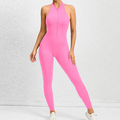 New Zip Up Rompers Scrunch Butt Yoga Sets Sleeveless pants Jumpsuit for Women Fitness Gym Clothing Workout Open Back Sports Suit