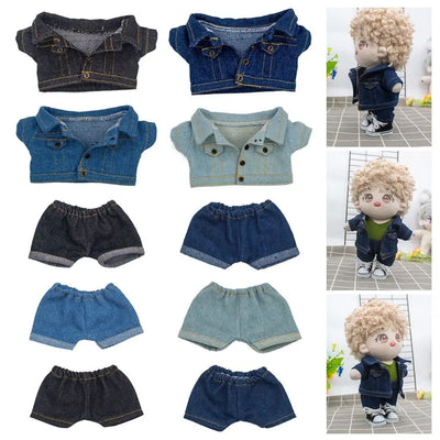 10CM Doll Clothes Fashion Tops Denim Jacket Casual Wears Jeans Pants For 1/12 Dolls Clothes Accessories Kids Toys