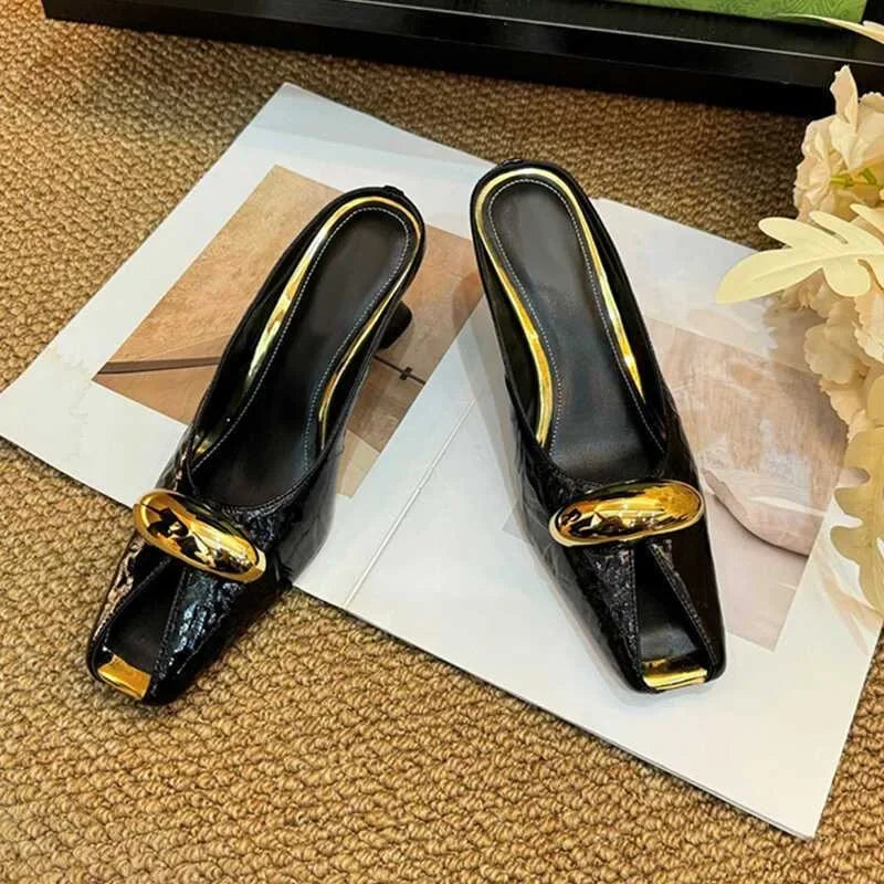 2025 Silver Slope Heel Peep Top Sandals Fashion Open Toe Slippers Banquet Party Woman Shoes 35-42 Urban Beauty
