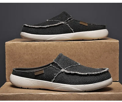 Men Half Shoes Slippers Summer Canvas Casual Classic Outdoor Slip-on Men Light Breathable Flat Loafers Walking Shoe Zapatillas