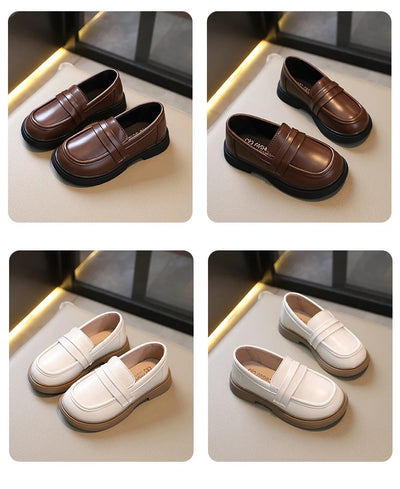Girls Loafers Round-toe Children Fashion Princess Leather Shoes for Party Wedding Boys Kids Uniform School Shoes Soft All Match