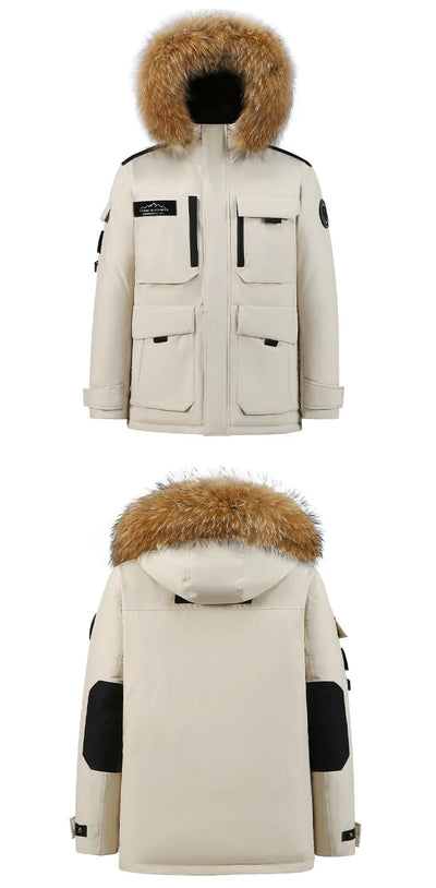 Fashion Parkas Male Casual Warm Down Jackets New Winter Mens Hooded Fur Collar Duck Down Coats High Quality Waterproof Coats