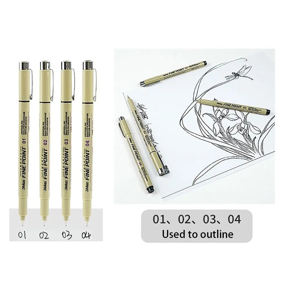 1Pcs Micron Ink Marker Pen Sketch Stationery Set Hook Line Sketching Needle Pen 12 Tips Art Supplies Drawing Pen