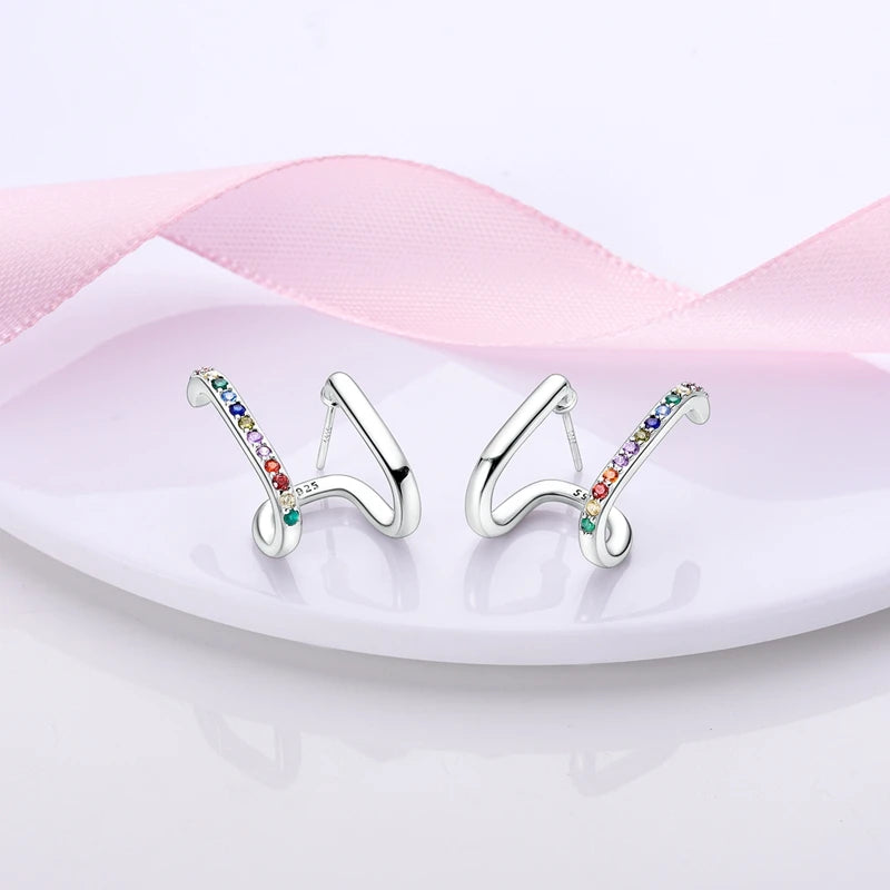 New 925 Sterling Silver Hoop Earrings Heart Bow Gift Box Strawberry Snake Bone Drop Stud Earrings For Women Fashion Jewelry Gift