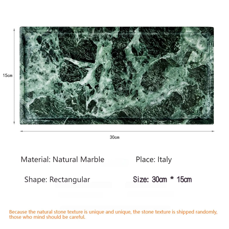 Luxury Green Marble Oval Tray: Bathroom Organizer & Fruit Serving Platter, Waterproof Stone Decor for Hotel Spa Home Kitchen