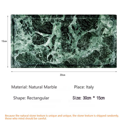 Luxury Green Marble Oval Tray: Bathroom Organizer & Fruit Serving Platter, Waterproof Stone Decor for Hotel Spa Home Kitchen