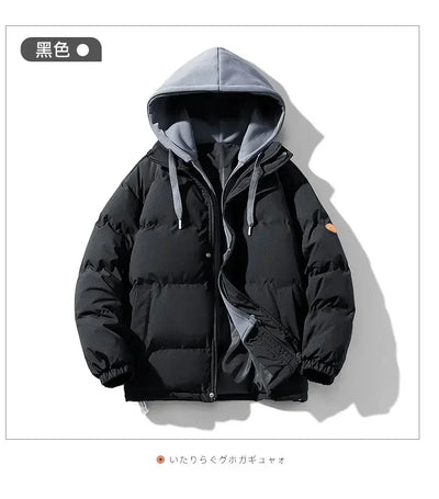 Men Hooded parka Thick Warm Colorful Bubble Coat Winter Jacket Mens Streetwear Hip Hop Parka Korean Black Clothes Puffer Jackets