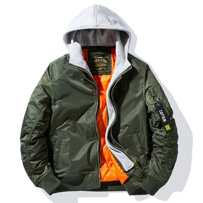 Winter Thick Hooded Bomber Jacket Men Military Windbreaker Multi-pocket Air Force Coats Male Autumn Streetwear Baseball Jackets
