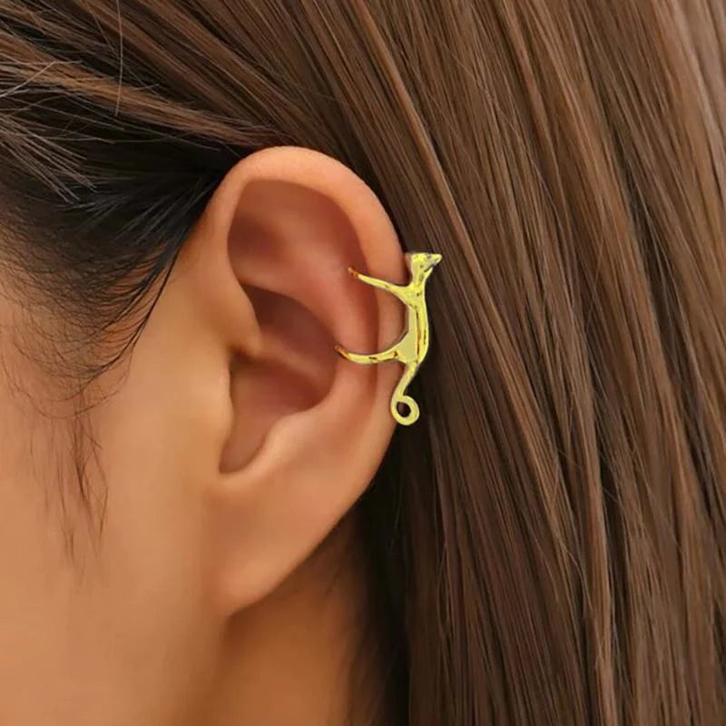 1 Pc Gold Color Funny Climbing Cat Clip Earring for Women Cute Animal  Kitten Without Piercing Earbone Earring Party Jewelry