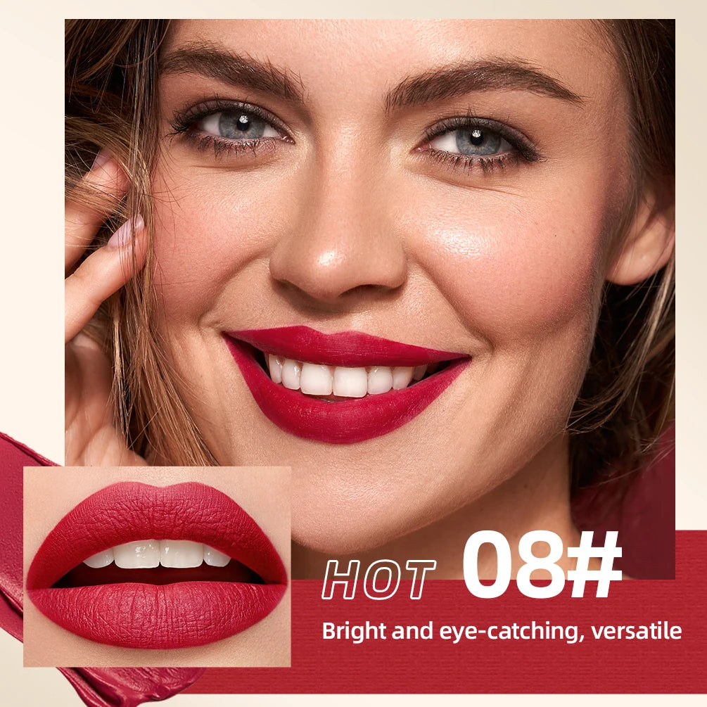 New Velvet Matte Lipstick Long Lasting Waterproof Lipstick Non-Stick Cup Lip Stain Tint Cosmetics Lip Pencil Liner Makeup
