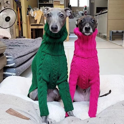 Turtleneck Twist Knitted Sweater for Dogs, Italian Greyhound Whippet, Warm Dog Coat, Dog's Winter Clothing