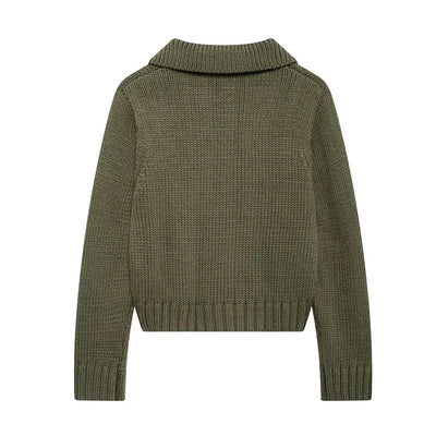 Fashion Knitted Cardigan Mini Skirt Sets Women Greenl Long Sleeve Single-breasted Sweater 2 Piece Set Lady All-matching Outfit