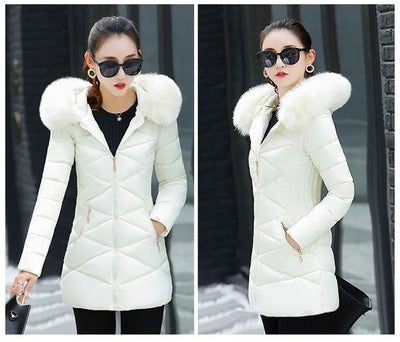 2024 New Women Parkas Big Fur Winter Parkas Hooded Long Down Cotton Jacket Female Coat Thick Warm Winter