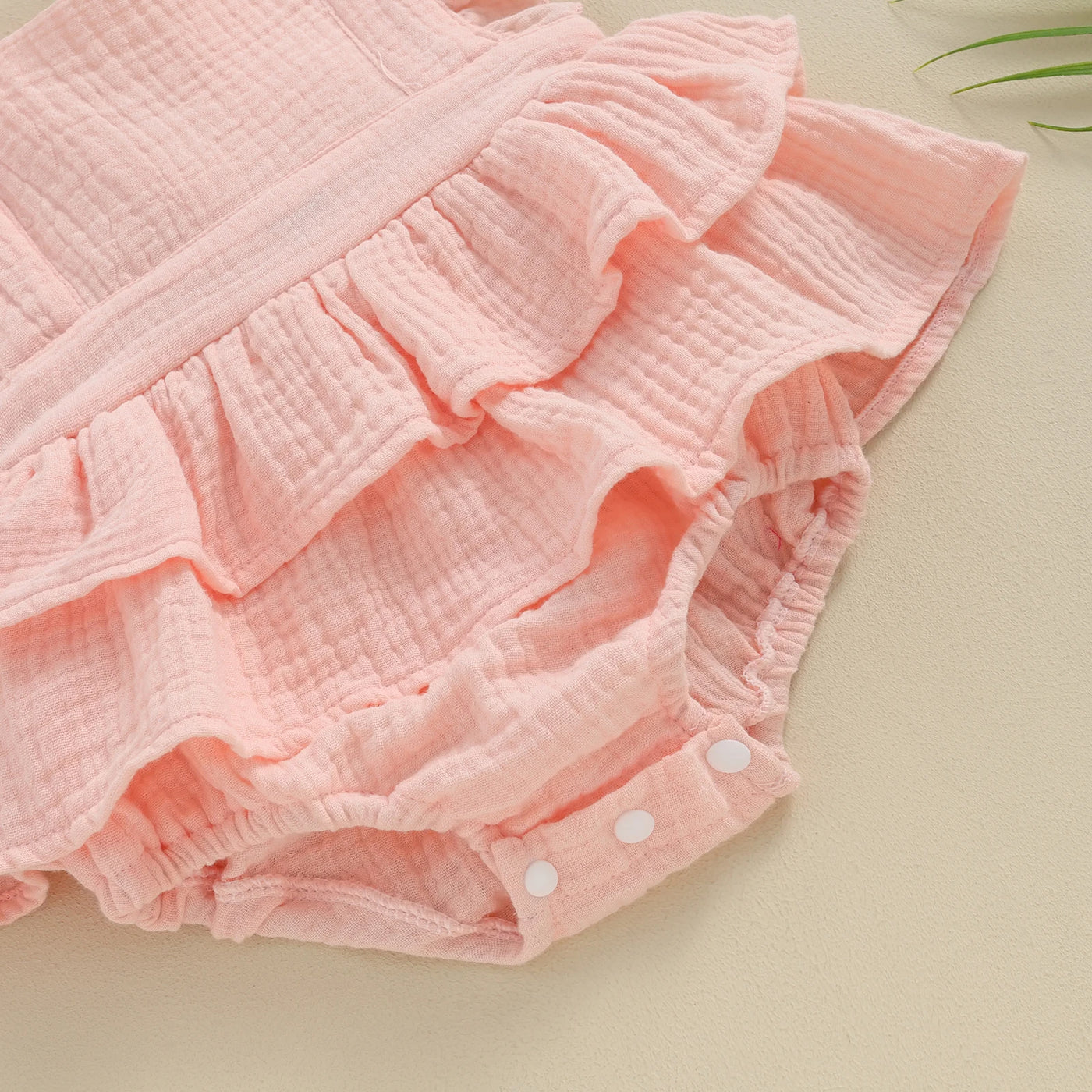 Citgeett Summer Infant Baby Girls Bodysuit Dress Solid Color Fly Sleeve Skirt Hem Jumpsuit Clothes Headband