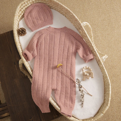 Ma&Baby 0-18M Warm Baby Clothing Knit Romper Newborn Infant Toddler Boy Girl Long Sleeve Jumpsuit + Hat Fall Spring Outfits