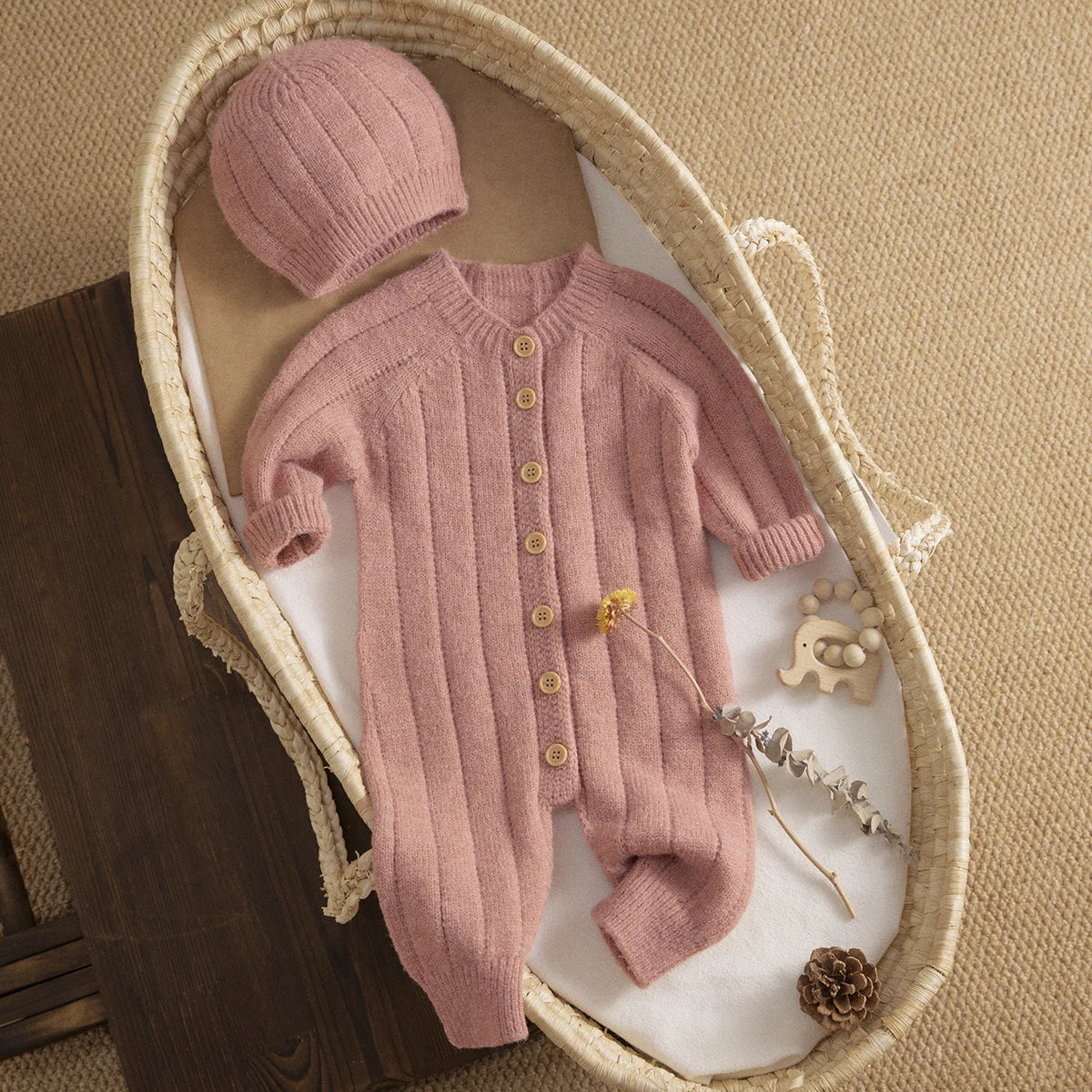 Ma&Baby 0-18M Warm Baby Clothing Knit Romper Newborn Infant Toddler Boy Girl Long Sleeve Jumpsuit + Hat Fall Spring Outfits