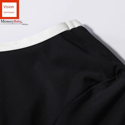 Memorybaby Holiday New Retro Elegant Conservative Cover Belly Thin Stunning Open Back Long-Sleeved One-Piece Swimsuit