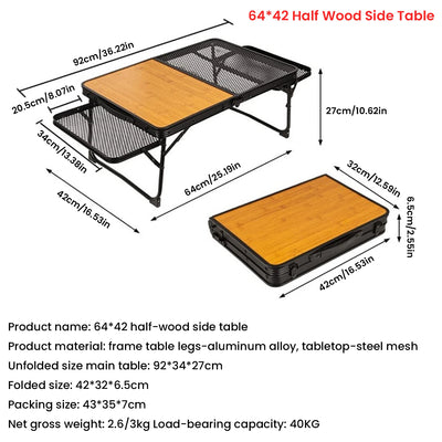 Camping Table Iron Mesh Folding Table Portable Outdoor Camping With Lifting Shelf Mesh Folding Table Outdoor Foldable Table