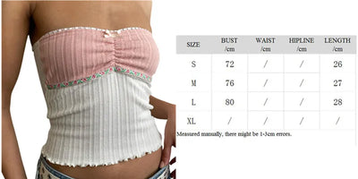 Xingqing y2k Off Shoulder Top Women Fairy Grunge Clothes Summer Sleeveless Lace Trim Patchwork Strapless Tshirt 2000s Streetwear