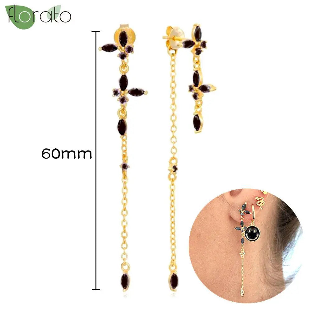 925 Sterling Silver Needle Fashion Round Pendant Small Earrings Luxury Gold Hoop Earrings for Women Premium Black Jewelry Gifts