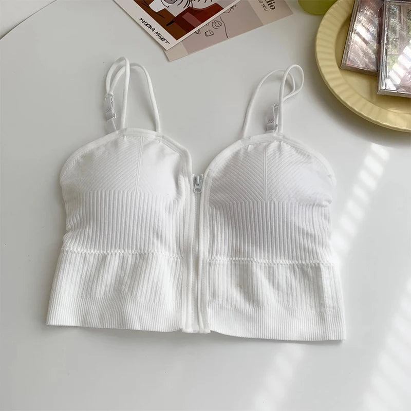 Zipper Front Crop Top