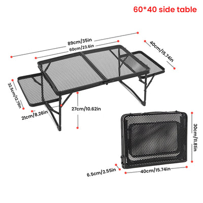 Camping Table Iron Mesh Folding Table Portable Outdoor Camping With Lifting Shelf Mesh Folding Table Outdoor Foldable Table