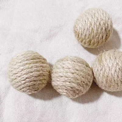 10pcs Solid Colored Sisal Ball Cat Teasing Toy Ball Self Hi  Grinding Teeth Durable Cat Teasing Stick Cat Making Sound Bell Ball