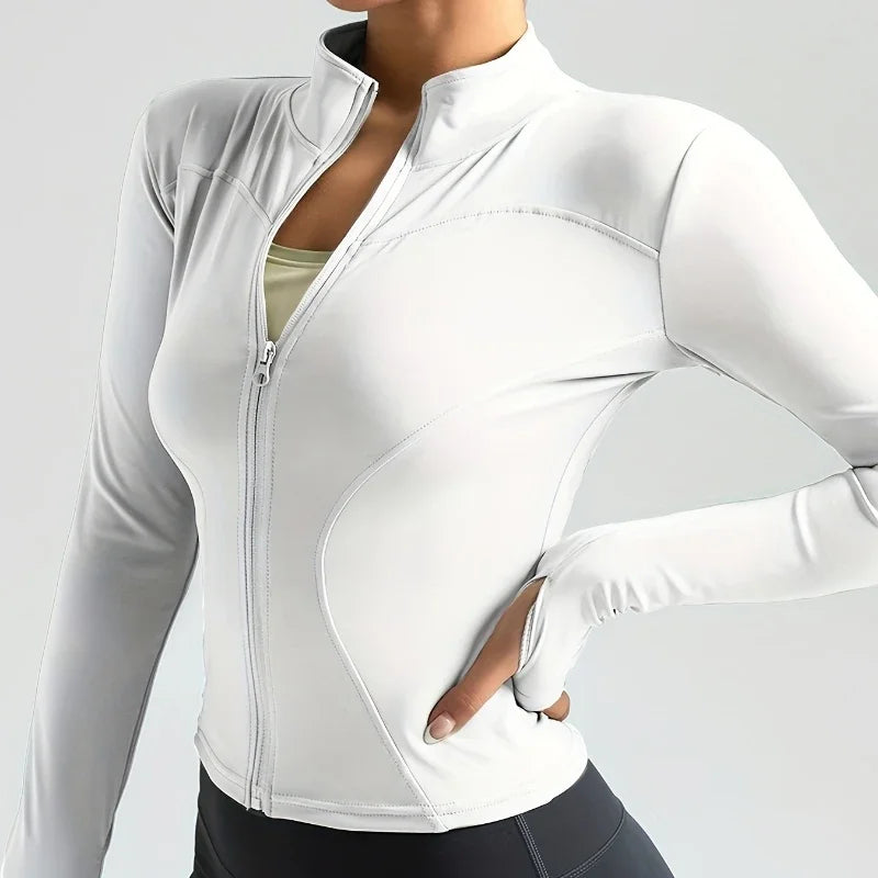 Jackets Women Coat Moisture Wicking Fitness Jackets Yoga Coat Women Shacket Stretchy Running Wear Slim Fit Sports Outerwear
