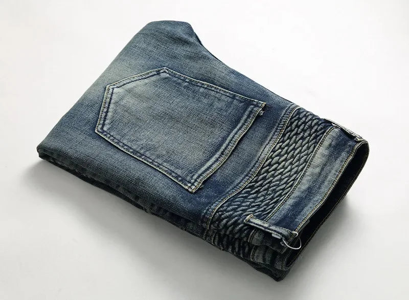 Jeans Men Long Pencil Pants Denim Pant High Waist Slim Fit Simple Zipper Splice Casual Regular Autumn Winter Straight Trousers
