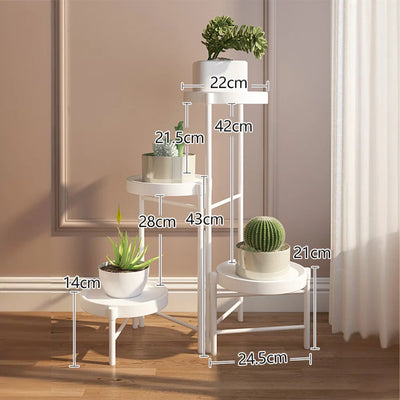 Foldable Corner Plant Stand Indoor Outdoor Tiered Plant Shelf Foldable Flower Holder Display Rack for Garden Patio Balcony