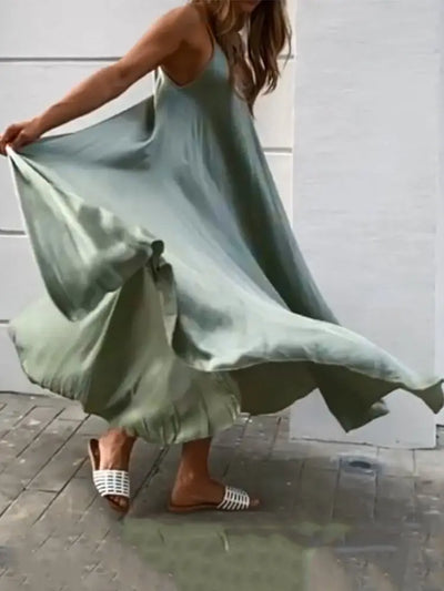 ZANZEA 2024 Summer Holiday Beach Sundress Women Sleeveless Dress Big Swing Vestidos Casual Sexy Bohemian Solid Color Robe Femme