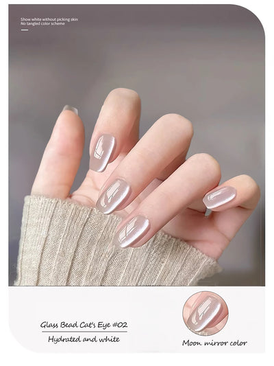 1-24pcs ZH Spring Summer Nails Red Champagne Gold Cat's Eye Gel Nail Polish Nail Art Versatile Popular Whitening Nail Supplies