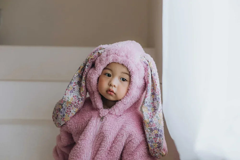 Winter Winter  Baby Romper Boys Girls Zipper Newborn Jumpsuit Cute Hooded Rabbit Pajamas Baby Girl Clothes 1-2 Years